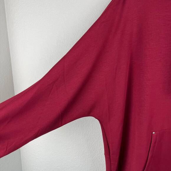 Magaschoni Woman Maroon Plum Hooded Sweatshirt Modal Kangaroo Pocket NWT 3X - Picture 5 of 11